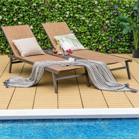 2-Person Patio Chaise Lounge with Middle Panel-Brown at Set Shop and Smile