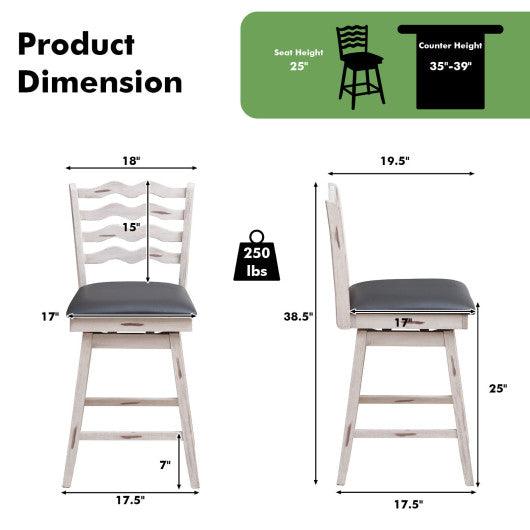 360° Swivel Bar Stools with Rubber Wood Frame and Ergonomic Backrest and Footrest-25 inches at Set Shop and Smile
