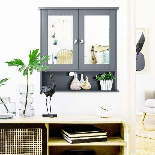 Bathroom Wall Mount Mirror Cabinet Organizer-Gray at Set Shop and Smile