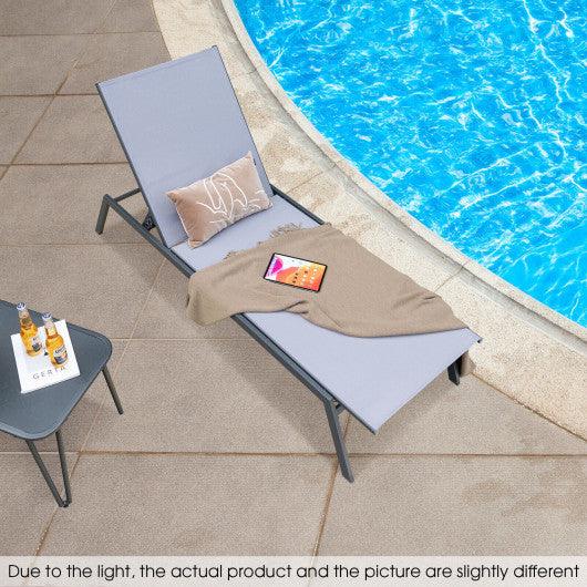 Outdoor Adjustable Chaise Lounge Chair with Lay Flat Position and Quick-Drying Fabric at Set Shop and Smile