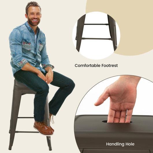 24 Inch Set of 4 Tolix Style Counter Height Barstool Stackable Chair-Gun at Set Shop and Smile