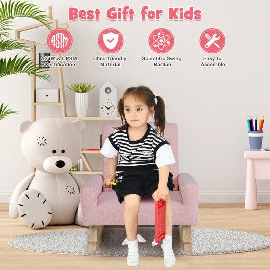 Kids Rocking Chair with Solid Wood Legs-Pink at Set Shop and Smile