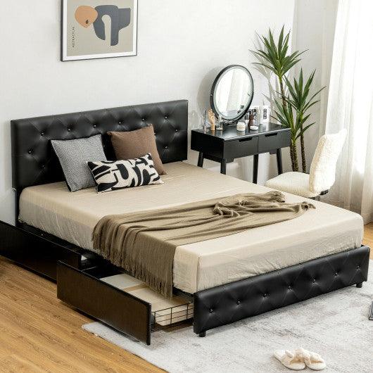 Full/Queen PU Leather Upholstered Platform Bed with 4 Drawers-Full Size at Set Shop and Smile