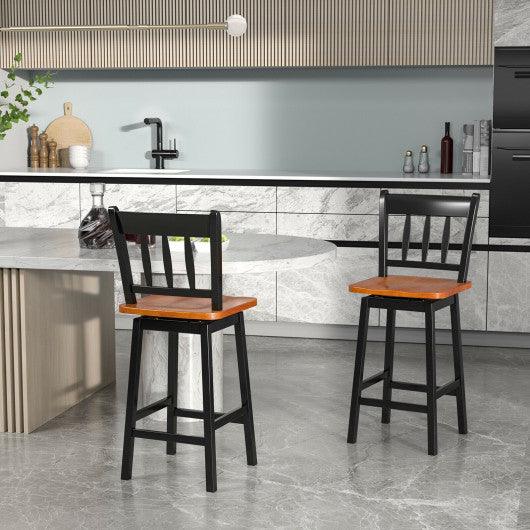 24.5 Inches Set of 2 Swivel Bar Stools with 360° Swiveling-Black at Set Shop and Smile