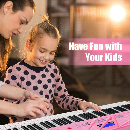 61-Key Electric Piano Keyboard for Beginner-Pink at Set Shop and Smile
