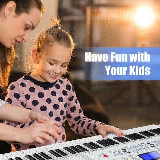 61-Key Electric Piano Keyboard for Beginner-White at Set Shop and Smile