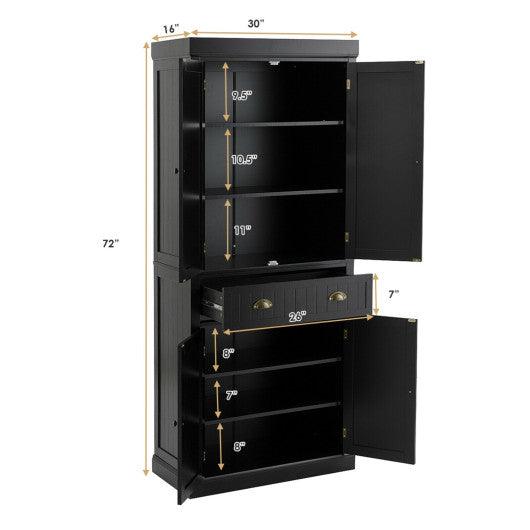 Cupboard Freestanding Kitchen Cabinet w/ Adjustable Shelves-Black at Set Shop and Smile