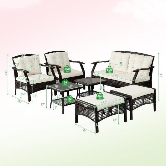 7 Pieces Outdoor Patio Furniture Set with Waterproof Cover at Set Shop and Smile