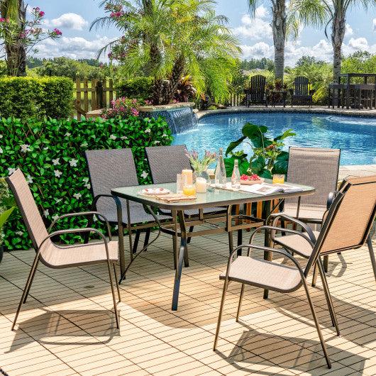7-Piece Patio Dining Set with 6 Stackable Chairs at Set Shop and Smile