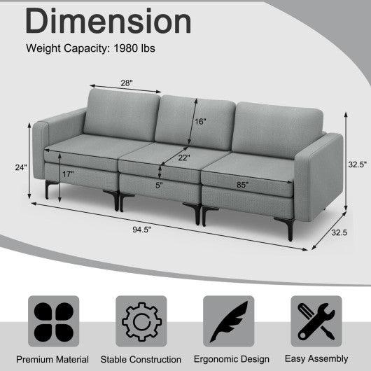 1/2/3/4-Seat Convertible Sectional Sofa with Reversible Ottoman-3-Seat at Set Shop and Smile