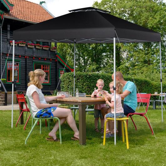 2-Tier 10 x 10 Feet Pop-up Canopy Tent with Wheeled Carry Bag-Black at Set Shop and Smile