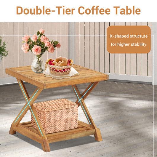 3 Pieces Patio Wicker Furniture Set with 2-Tier Side Table and Cushioned Armchairs-Natural at Set Shop and Smile