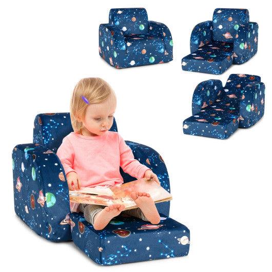 3-in-1 Convertible Kid Sofa Bed Flip-Out Chair Lounger for Toddler-Blue at Set Shop and Smile