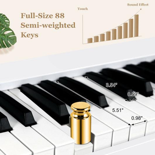 88-Key Foldable Digital Piano with MIDI and Wireless BT-White at Set Shop and Smile