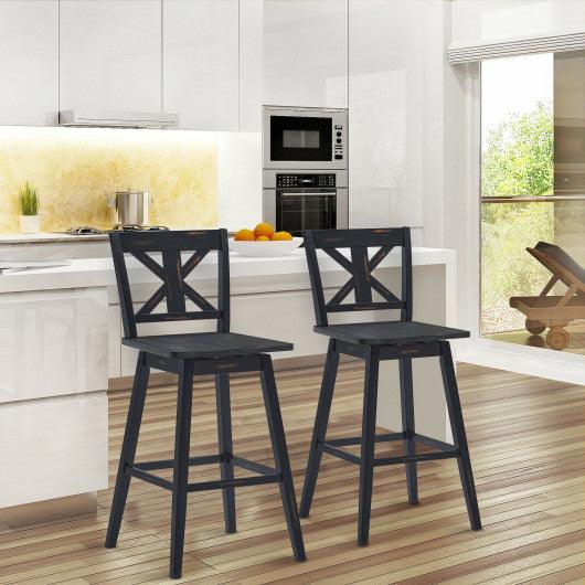 Set of 2 360-Degree Swivel Bar Stools for Home Restaurant-Black at Set Shop and Smile