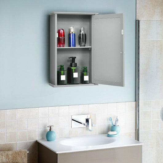 Bathroom Wall Cabinet with Single Mirror Door-Gray at Set Shop and Smile