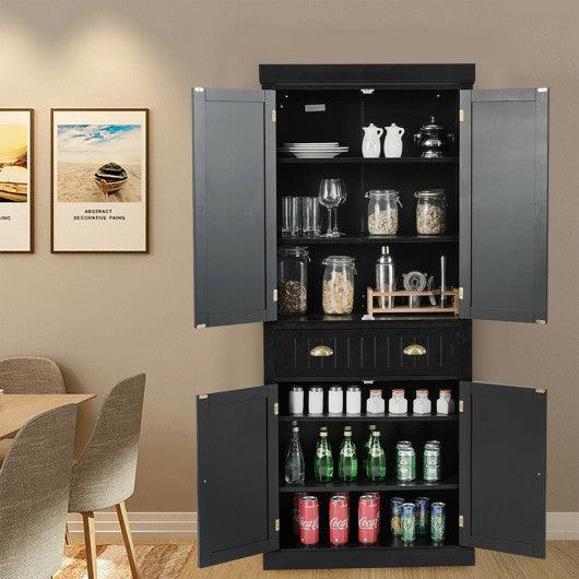 Cupboard Freestanding Kitchen Cabinet w/ Adjustable Shelves-Black at Set Shop and Smile