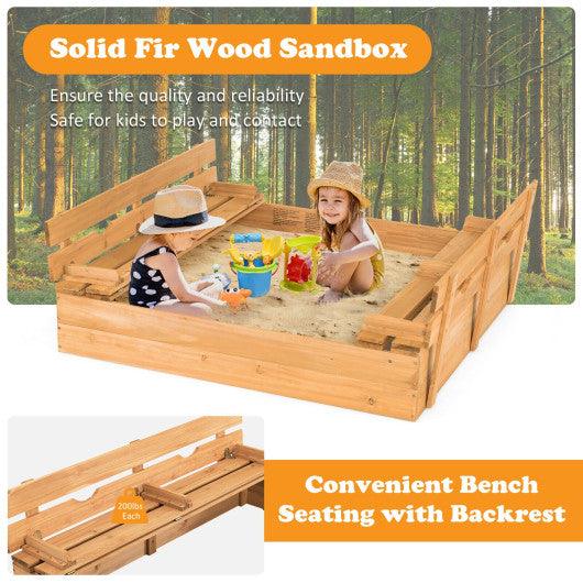 Kids Wooden Sandbox with 2 Foldable Bench Seats at Set Shop and Smile