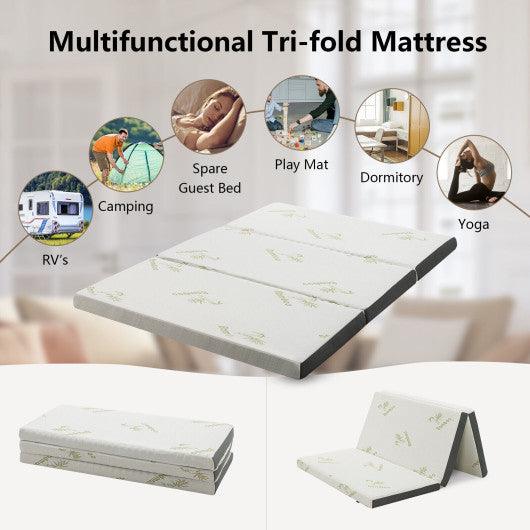 Queen 3 Inch Tri-fold Memory Foam Floor Mattress Topper Portable with Carrying Bag-M at Set Shop and Smile