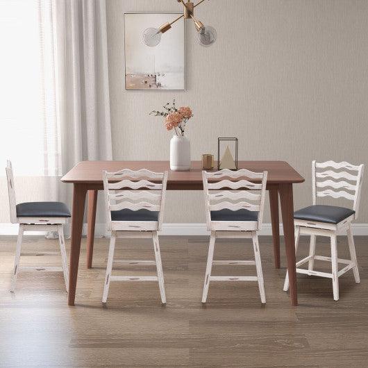 360° Swivel Bar Stools with Rubber Wood Frame and Ergonomic Backrest and Footrest-25 inches at Set Shop and Smile