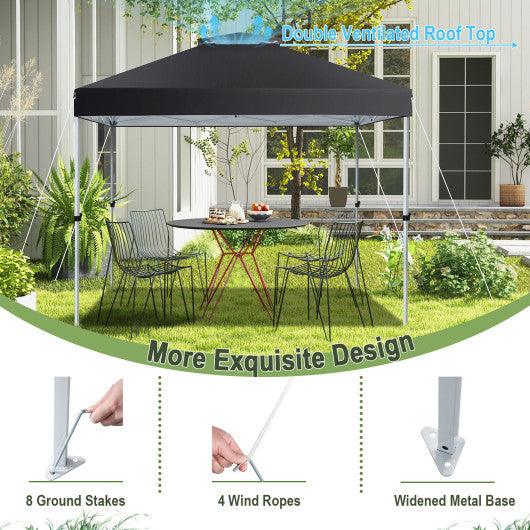 2-Tier 10 x 10 Feet Pop-up Canopy Tent with Wheeled Carry Bag-Black at Set Shop and Smile