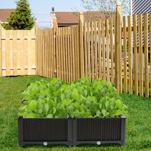 Set of 4 Elevated Flower Vegetable Herb Grow Planter Box-Brown at Set Shop and Smile