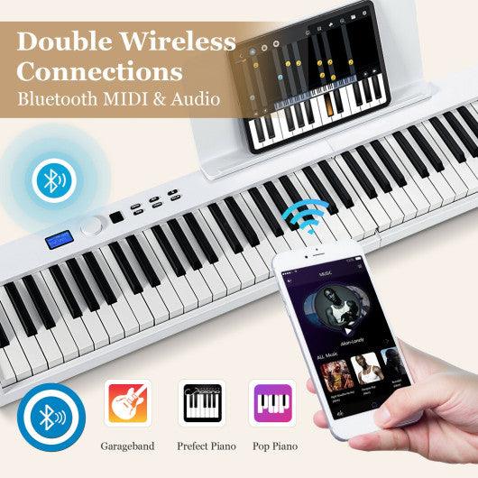 88-Key Foldable Digital Piano with MIDI and Wireless BT-White at Set Shop and Smile