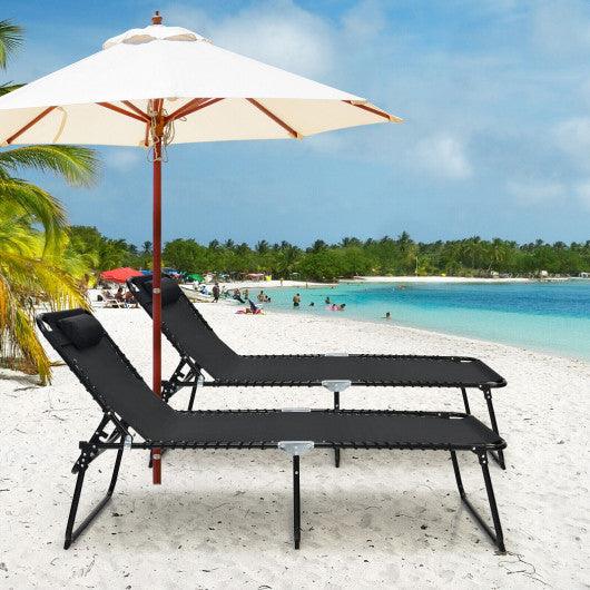 4 Position Folding Lounge Chaise with Adjustable Backrest and Footrest-Black at Set Shop and Smile
