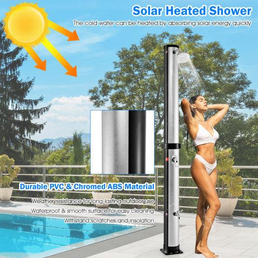 7.2 Feet Solar-Heated Outdoor Shower with Free-Rotating Shower Head-Silver at Set Shop and Smile