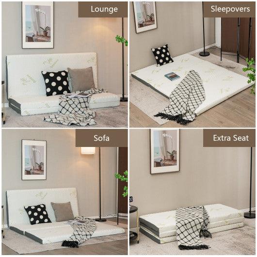 Queen 3 Inch Tri-fold Memory Foam Floor Mattress Topper Portable with Carrying Bag-M at Set Shop and Smile