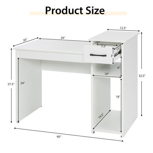 Computer Desk PC Laptop Table with Drawer and Shelf-White at Set Shop and Smile