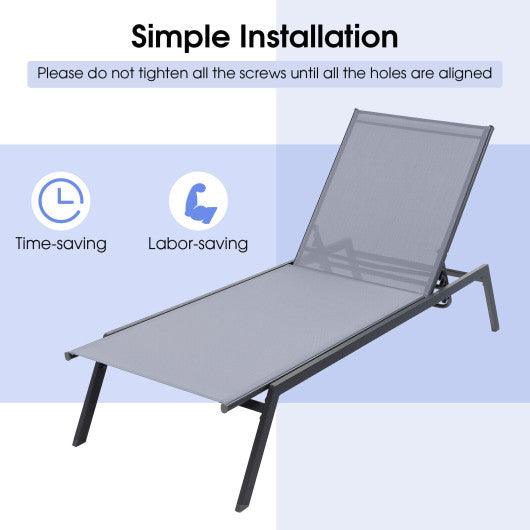 Outdoor Adjustable Chaise Lounge Chair with Lay Flat Position and Quick-Drying Fabric at Set Shop and Smile