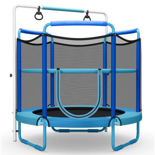 5 Feet Kids 3-in-1 Game Trampoline with Enclosure Net Spring Pad-Blue at Set Shop and Smile
