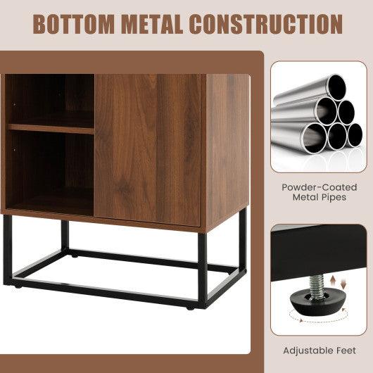 Wine Storage Cabinet Buffet Sideboard with Adjustable Shelf and Sliding Door-Brown at Set Shop and Smile