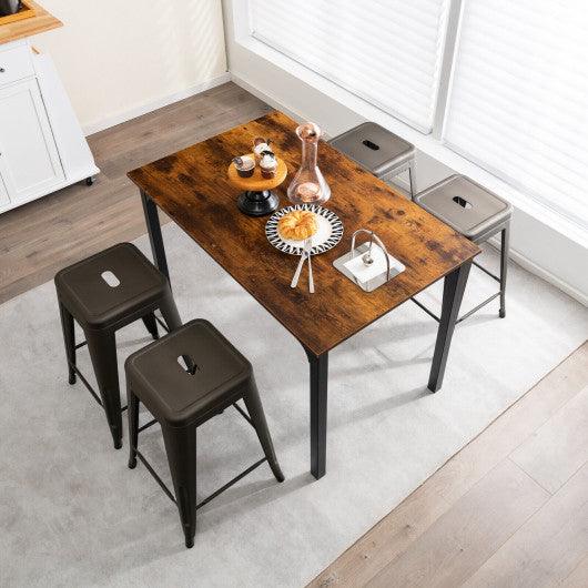 24 Inch Set of 4 Tolix Style Counter Height Barstool Stackable Chair-Gun at Set Shop and Smile