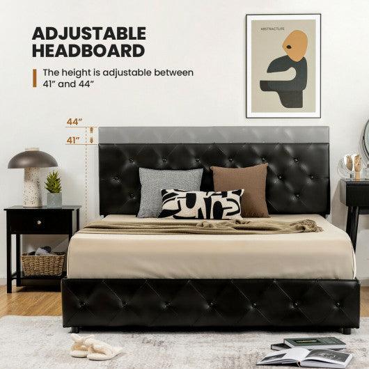 Full/Queen PU Leather Upholstered Platform Bed with 4 Drawers-Full Size at Set Shop and Smile