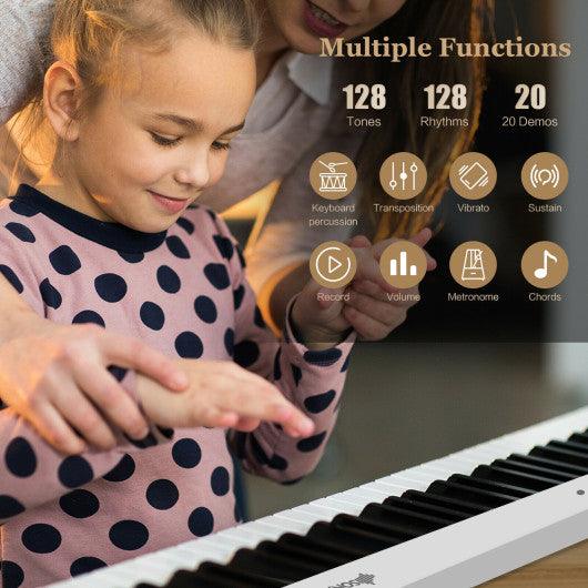 88-Key Foldable Digital Piano with MIDI and Wireless BT-White at Set Shop and Smile