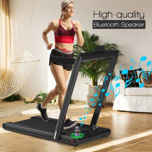 2-in-1 Folding Treadmill with Dual LED Display-Black at Set Shop and Smile