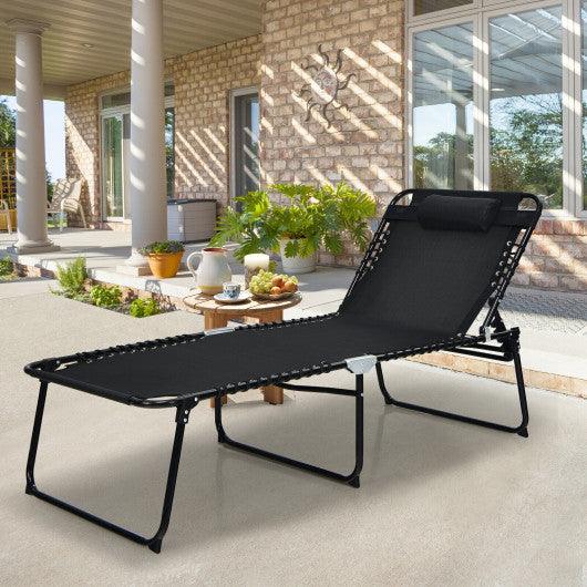 4 Position Folding Lounge Chaise with Adjustable Backrest and Footrest-Black at Set Shop and Smile