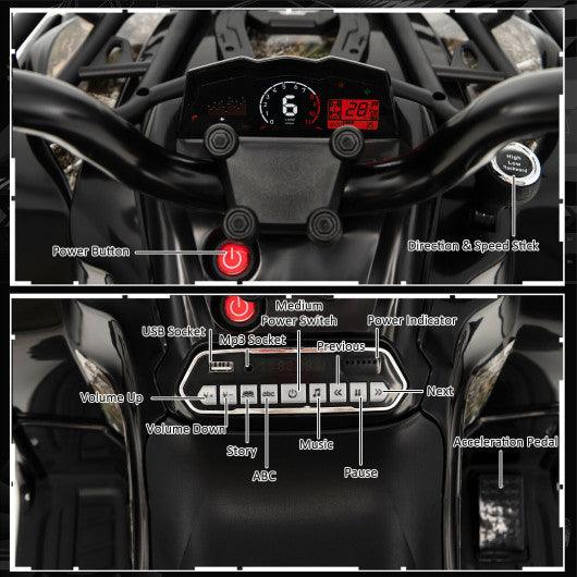 12V Kids Ride On ATV 4 Wheeler with MP3 and Headlights-Black at Set Shop and Smile