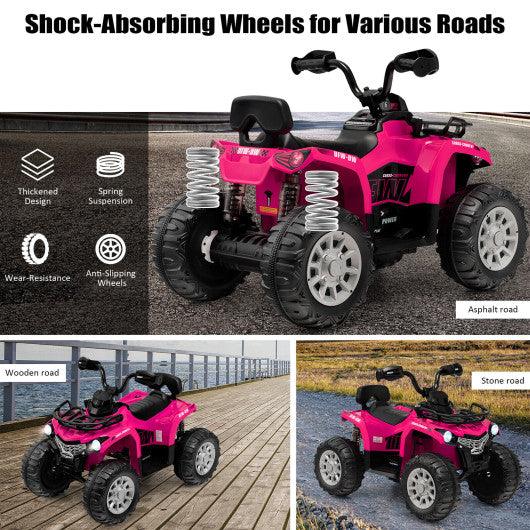 12V Kids Ride On ATV 4 Wheeler with MP3 and Headlights-Pink at Set Shop and Smile