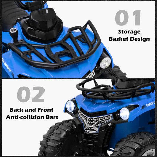 12V Kids Ride On ATV 4 Wheeler with MP3 and Headlights-Blue at Set Shop and Smile