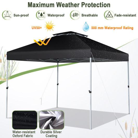 2-Tier 10 x 10 Feet Pop-up Canopy Tent with Wheeled Carry Bag-Black at Set Shop and Smile