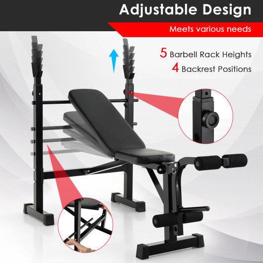 Adjustable Weight Bench and Barbell Rack Set with Weight Plate Post at Set Shop and Smile