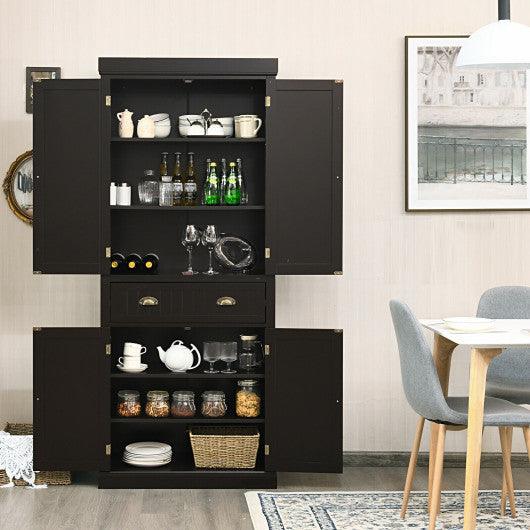 Cupboard Freestanding Kitchen Cabinet w/ Adjustable Shelves-Dark Brown at Set Shop and Smile