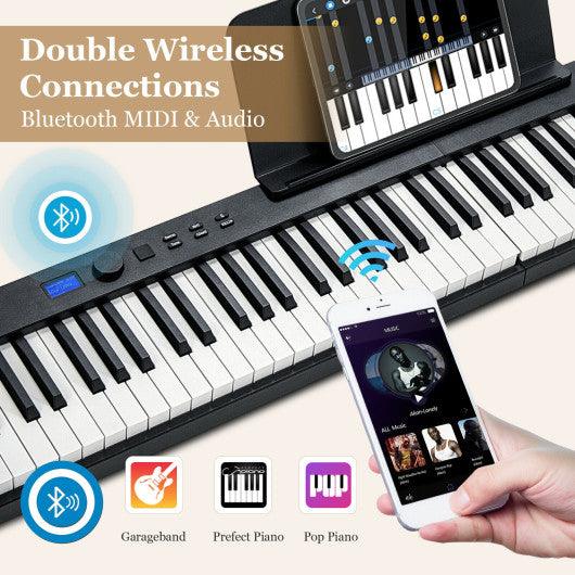 88-Key Foldable Digital Piano with MIDI and Wireless BT-Black at Set Shop and Smile