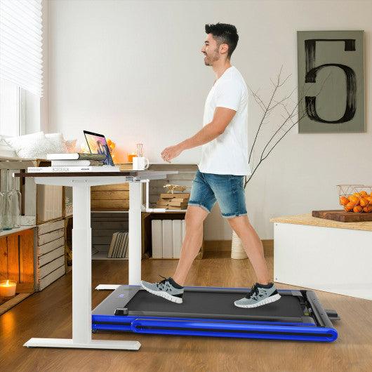 2-in-1 Folding Treadmill with Dual LED Display-Navy at Set Shop and Smile
