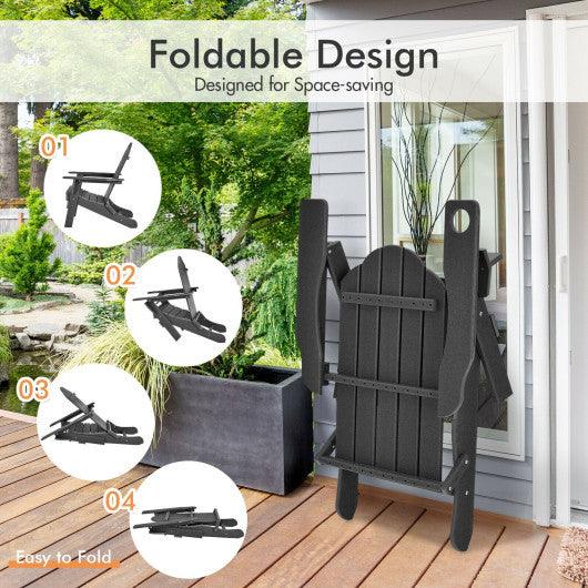 Foldable Weather Resistant Patio Chair with Built-in Cup Holder-Black at Set Shop and Smile