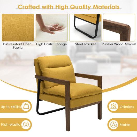 Single Sofa Chair with Extra-Thick Padded Backrest and Seat Cushion-Yellow at Set Shop and Smile