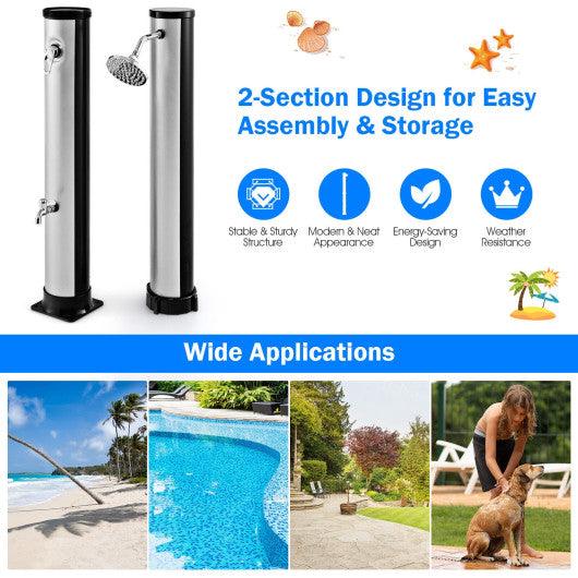 7.2 Feet Solar-Heated Outdoor Shower with Free-Rotating Shower Head-Silver at Set Shop and Smile